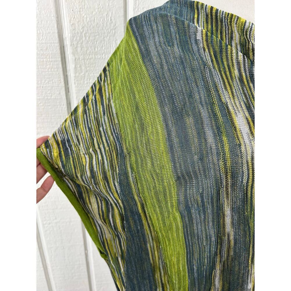 Jones New York Collection XL Green Blue Striped Knit Tunic Top Dolman Artsy - Picture 2 of 8